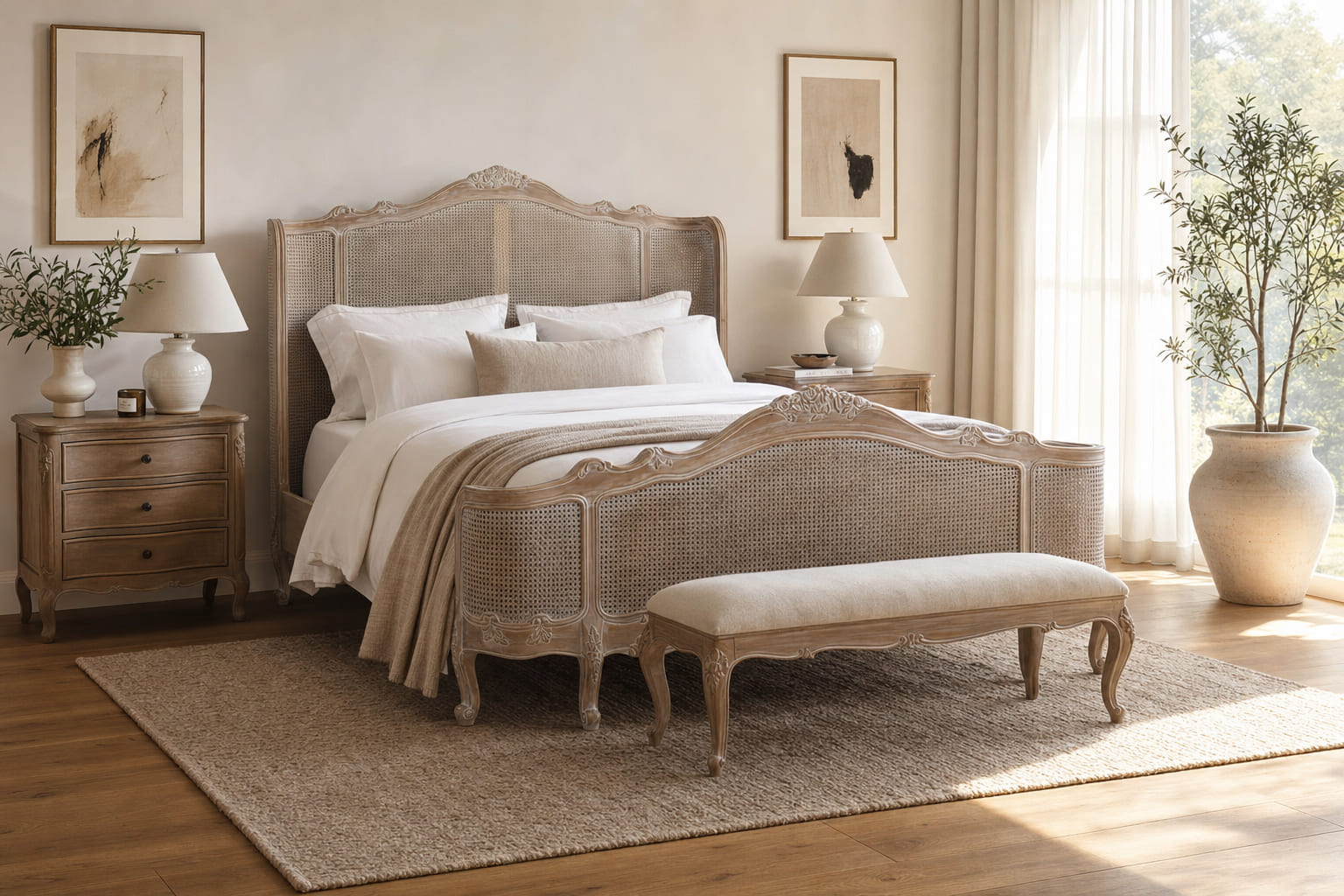 Meravelle Rattan Bed Frame