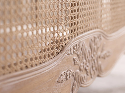 Meravelle Hand-Carved French Cane Bed Frame